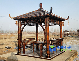 仿古公園六角實木亭子公園觀景景區休閑涼亭